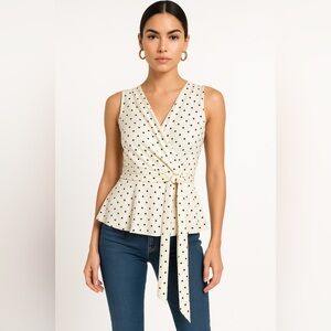 sandra angelozzi silk Cream Polka Dot Blouse